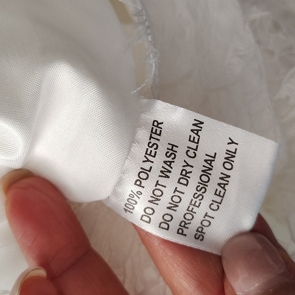 JJs House White V-neck Lace Midi Length Lace Overlay Sleeveless Wedding Dress - Picture 9 of 9